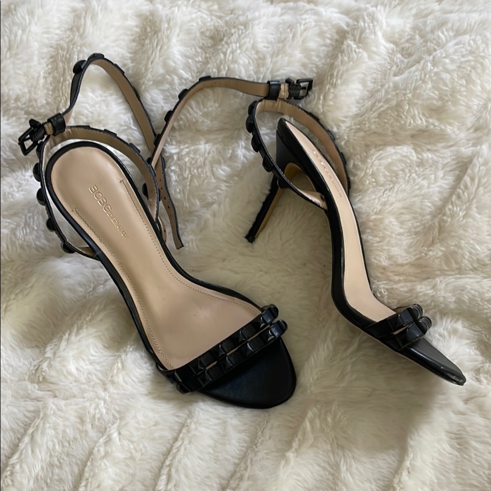 BCBGMaxAzria Black Stiletto Heels with Ankle Strap